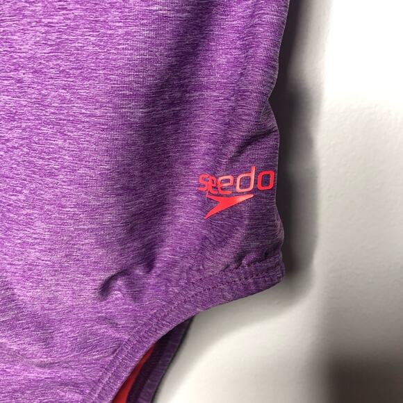 Speedo Heathered Clip Back One Piece Swim Purple 4 - Picture 8 of 11